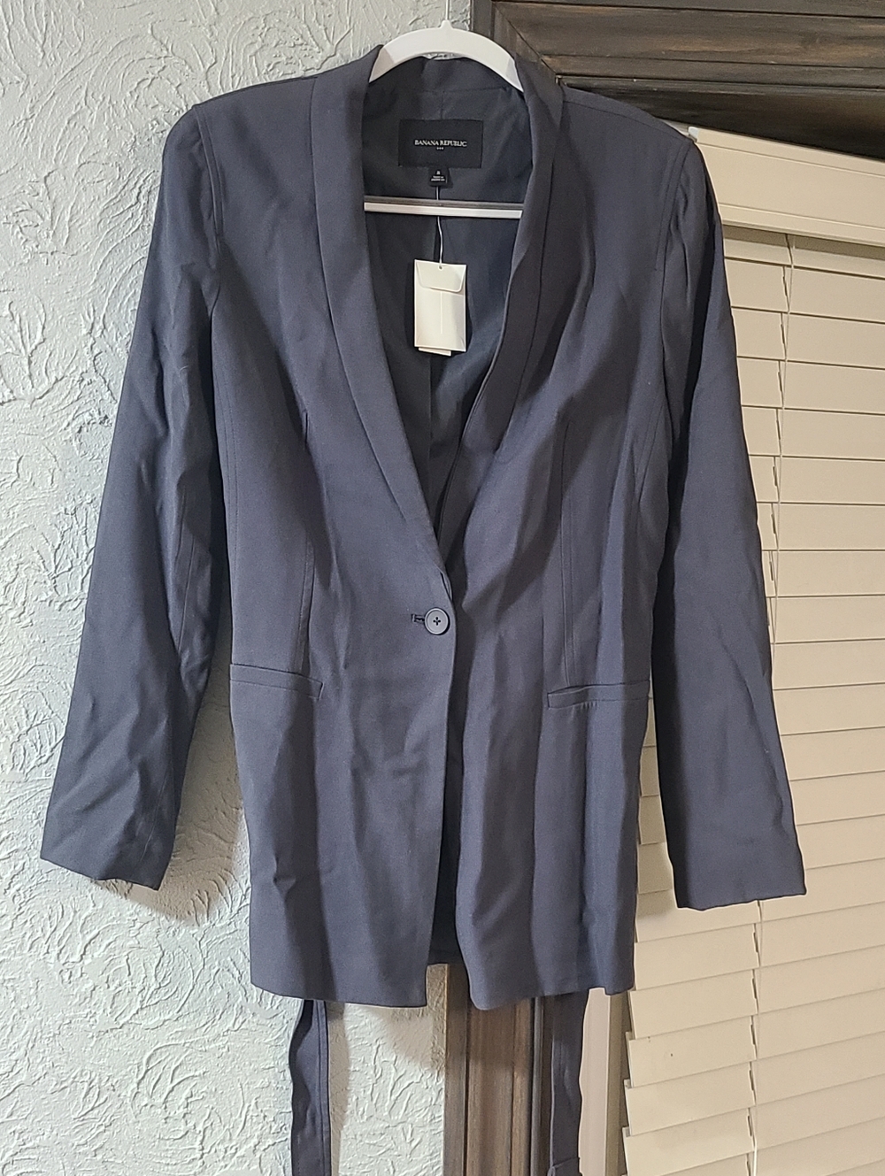 Banana Republic Navy Single-Button Belted Shawl Collar Blazer *NWT*